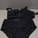 Daci Women Plus Size Two Piece Swimsuit - High Waisted Bikini Tummy Control Bathing Suit Bandeau Swimwear (X-Large, Black)