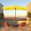 JEAREY 6.5x10 ft Rectangular Patio Umbrellas Outdoor Market Umbrella with Push Button Tilt and Crank, Rectangle Table Umbrella 6 Sturdy Ribs UV Protection for Pool Garden Backyard Deck, Yellow