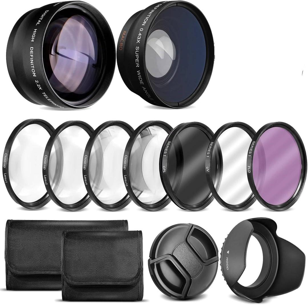 for Canon Vixia HF G70 UHD 4K Camcorder Deluxe Lens Kit Lens,Includes: 7pc Filter Set + Wide Angle and Telephoto Lens and Filters Kits (Size 58MM)