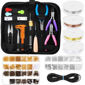 PAXCOO Jewelry Making Supplies Kit, Jewelry Making Kit with Jewelry Making Tools, Jewelry Wires and Jewelry Findings for Jewelry Making, Repair and Beading