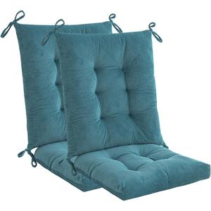 Makimoo Outdoor Patio Cushion, Rocking Chair Cushion, Tufted Pads, Set of Upper and Lower with Ties Pack of 2 (2 Sets) - Back 20"×17.5", Seat 17.5"×17.5" (Blue)