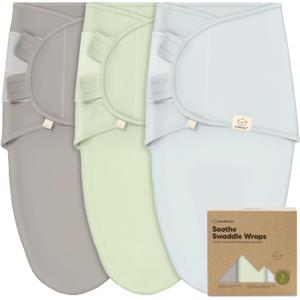 3-Pack Organic Baby Swaddle Sleep Sacks - Swaddles for Newborns, Infant 0-3 Months, Baby Girls, Boys, Soft & Snug Newborn Sleep Sack, Nursery Swaddling Blankets (Ripple, OS)