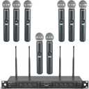 Phenyx Pro Wireless Microphone System, 8-Channel Wireless Mic, w/ 8 Handheld Dynamic Microphones, Auto Scan,8x40 UHF Frequencies, 328ft Range, Mics for Singing,Church, Karaoke(PTU-6000-8H)