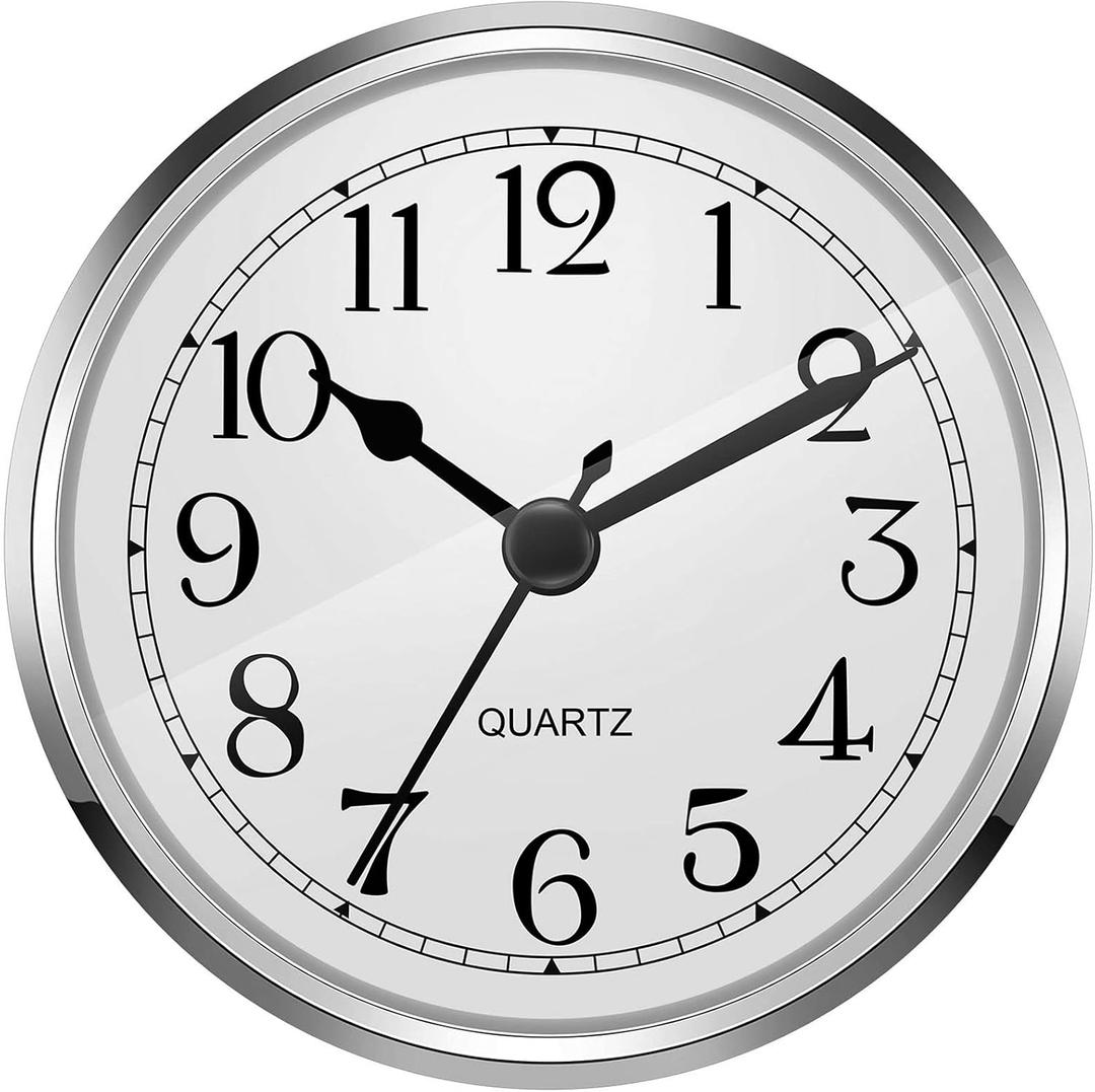 Hicarer 3-1/2 Inch (90 mm) Quartz Clock Fit-up/Insert with Arabic Numeral (Silver)