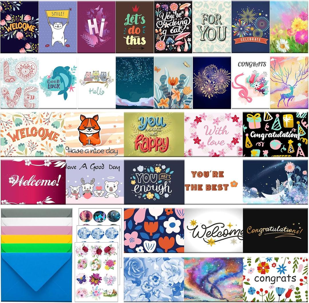 32 All Occasion Cards Greeting Cards Assortment Box With Envelopes and Stickers, 5 X 7 Inch Assorted Greeting Cards With Greeting Inside
