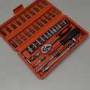 Egofine 46 Pieces 1/4 inch Drive Socket Ratchet Wrench Set, with Bit Socket Set Metric and Extension Bar for Auto Repairing and Household, with Storage Case