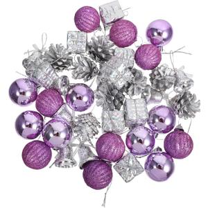 40PCS Shatterproof Purple Christmas Baubles Glitter Hanging Ornaments for Xmas Tree Seasonal Holiday Decor for Doors Windows Party Decorations