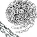 32.8ft (10m) Length Galvanized Steel Chain, 0.12 Inch(3 mm) Heavy Duty Security Chain, Stainless Steel Coil Chain Link for Hanging, Pet Chain, Fence, Garage Doors, Swing Chain, Security Lock
