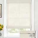 LazBlinds No Drill Cordless Bamboo Roman Shades, Light Filtering Blinds for Indoor Windows, Roll Up Bamboo Blinds for Home, 34" W x 64" H, Star-Off White