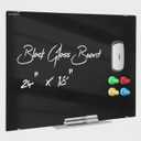 Black Glass Magnetic Dry Erase Board 24"x18" for Wall Office