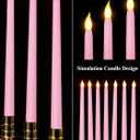 Funtery 48 Pcs Flameless LED Taper Candles Battery Operated Candles Bulk Realistic LED Candlesticks Flickering for Wedding Church Graduation Party Home Decor(Pink,Classic Style)