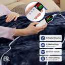 MAXEVE Electric Heated Throw Faux Rabbit Fur Blanket with 8 Heating Levels & 8 Hours Auto Off, Fast Heating Warm Cozy Sherpa Washable Blanket with Over-Heat Protection, ETL Certification, Blue