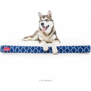 Brindle Waterproof Designer Memory Foam Pet Bed-Removable Machine Washable Cover-4 Inch Orthopedic Pet Bed-Joint Relief (Large, Navy Trellis)