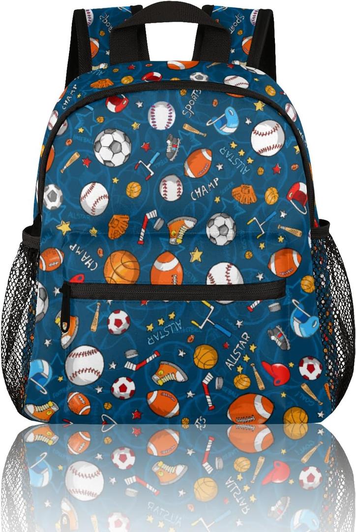 cfpolar Soccer Backpack for Boys, Waterproof 12 In Kids Toddler Backpack Sport Football Casual Daypack Kindergarten Preschool Bookbag Travel Bag Snack Bag with Chest Strap for Children Back to School