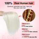 Flufymooz Real Human Hair Toppers for women, 10 Inch Clip in Bangs 100 Human Hair Toppers for Thinning Hair, Cover Hairpiece with 150% Density Silk Base-White Blonde