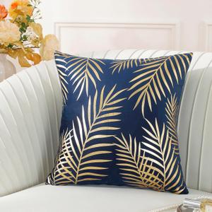 TAOSON Pack of 2,Gold Pillow Covers Velvet Cozy Soft Gold Stamping Leaves Decorative Cozy Soft Throw Pillow Cases Cushion Covers Shells for Sofa Couch Bed Home Decoration 18 x 18 Inches Navy Blue TAOSON Pack of 2,Gold Pillow Covers Velvet Cozy Soft Gold Stamping Leaves Decorative Cozy Soft Throw Pillow Cases Cushion Covers Shells for Sofa Couch Bed Home Decoration 18 x 18 Inches Navy Blue