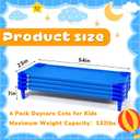 8 Pcs Stackable Daycare Cots for Toddler 54" l x 23" W Kids Cots for Sleeping Portable Kids Bed Furniture Bed Frames Headboards Footboards for Classroom Preschool (Blue)