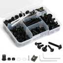 177Pcs Motorcycle Fairing Bolt Kit 304 Stainless Steel M5 M6 Windscreen Screws Fastener Clips Universal Fit for Motorcycle GSXR Honda Kawasaki BMW Ducati Suzuki Yamaha, Black