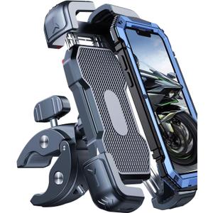Motorcycle Phone Mount Holder, [150mph Wind Anti-Shake][7.2inch Big Phone Friendly] Bike Phone Holder, Motorcycle Handlebar Cell Phone Clamp, Compatible with iPhone 16 Pro Max, Black