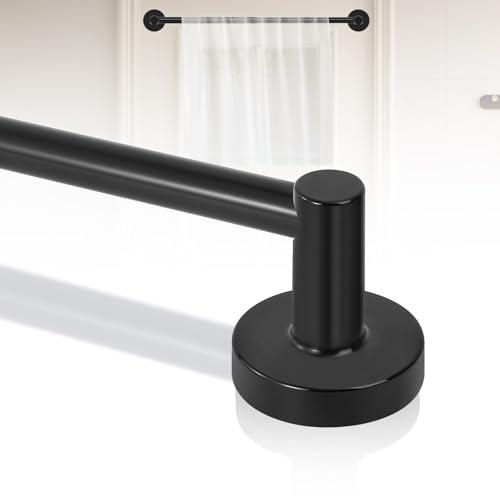 HTZON Black Magnetic Curtain Rod for Door:Magnet Curtain Rods for Classroom Whiteboard,Small Adjustable Magnetic Towel Bar,Tool-Free French Magnet Pole with Leather Protective Cover No Drilling 16-28"