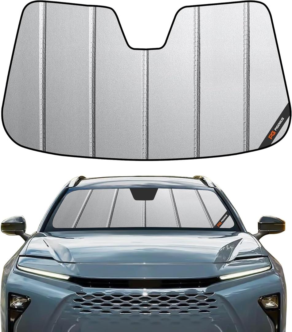 Pigenius Windshield Sun Shade for Toyota Crown Signia 2025-2026, Premium Grey Leather Finish