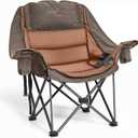 Oversized Camping Chairs with Cup Holder 500LBS, Coffee | Side Pocket,Collapsible Padded Arm Chair, Heavy Duty,Folding Chair,Ideal for Sports,Outdoor,Beach,Fishing,Lawn