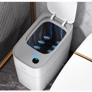 JUDRDO 3.5 Gallon Slim Automatic Trash Can for Bathroom,Touchless Diaper Trash Can with Trash Bag Autoadsorption Technology,Motion Sensor Diaper Garbage Bins for Bedroom Office Kitchen Toilet