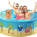 Foldable Swimming Pool for Kids 79"x18" Hard Plastic Portable Dog Pool Anti-Slip Collapsible Pets Bathtub Kiddie Pool Indoor Outdoor Backyard (JellieMons 79'')