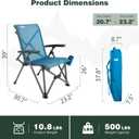 SUNNYFEEL High Back Folding Camping Chair 500 lbs with Aluminum Frame, Blue, 30*23*39Inch