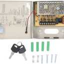 4 Output Channel CCTV Power Box w/Key Lock, DC 12V 5A Power Box for DVR Security System and Cameras