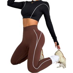 Contrast Stitching High Waist Seamless Sports Leggings, Size S