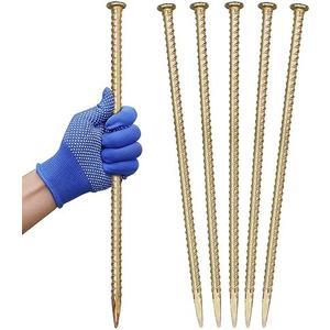 JPOIP 16 Inch Rebar Stakes - 1/2 Inch Diameter Galvanized Steel Ground Anchors - Heavy Duty Plant Support Garden Stake for Speed Bump, Wheel Stop, Tent (10 Pack)