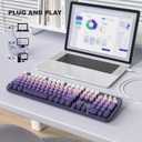 Atelus Computer Keyboard Wired, Plug Play USB Keyboard with Large Number Pad, Caps Indicators, Foldable Stands, Full Size Keyboard for Windows PC Laptop (Purple)