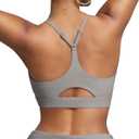 BRXL Sports Bras for Women Y Back Padded Sports Bras Adjustable Straps Low Impact Sports Bra with Sewn in Pads (Gray, S)
