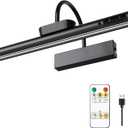 Dimmable Cordless Picture Light with Controller and Timer, Rechargeable Battery Wall Sconce for Wall Pictures, Gallery Artwork, Paintings, Portraits, Dartboards (Black) (14"L x 6.3"W x 6.3"H)