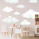 9pcs Fabric Large Cloud Wall Decals,Peel and Stick Decals Watercolor Clouds,Home Decor for Nursery,Kids Room,Playroom,Ceilings and Furniture,Easy Removable Wall Stickers