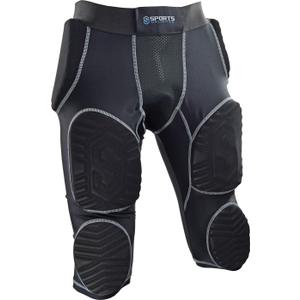 Sports Unlimited 7 Pad Integrated Adult Football Girdle for Men - Flex Thigh Pads - Girdle for Football (Small, Black)