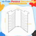 Sintuff Puzzle Organizer Rack, 10-Tier Wire Puzzle Holder for Chunky & Flat Jigsaws, Adjustable Angle Rack Fits Most 12 x 9 in Large & Small Puzzles Boards, Space-Saving Storage Shelf