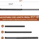Sliding Door Security Bar, 17.1-51" Adjustable Lock Bar with Rubber Tips, 1.25" Thickened Metal for Sliding Window & Door, Black, Fortify Your Home Entry Points