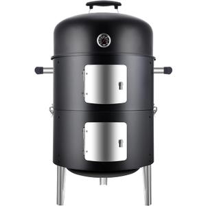 Charcoal BBQ Grill, Heavy Duty 3-in-1 Barbecue Smoker Grill for Garden Camping Outdoor Cooking and Grilling