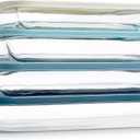 COOK WITH COLOR 8-Piece Deep Glass Baking Dish Set with Plastic Lids  Casserole and Food Storage Containers for Lasagna, Leftovers  Freezer-to-Oven, Microwave & Dishwasher Safe, Blue