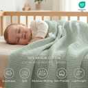 David's Home 100% Natural Cotton Muslin Blanket Queen Size, 4-Layer Soft Breathable Lightweight Cozy Throw Guaze for Hot Sleepers, 3D Bubble Room Decor for Bed Couch, Giftable, Sage Creen, 90"x90"