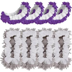 Mop Slippers Socks Floor Cleaning,Microfiber Shoe Covers dust Washable Reusable for Woman Man House Kitchen (4pcs L+4pcs XL, Grey Purple)