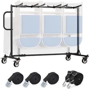 Folding Chair and Table Cart,One Tier Folding Chair Dolly with 4 Inch Swivel Caster 400LBS Capacity Chair Holder Rack Come with Strap Easy to Store&Move 42 Folding Chair,Space Saving Solution