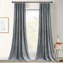 StangH Light Grey Pinch Pleat Curtains 84 inches Long, Luxury Velvet Home Decor Drapes for Sliding Door, Thermal Insulated Light Blocking Curtains for Living Room, W30 x L84, 2 Panels