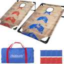 Portable Cornhole Set PVC Framed Corn Holes Outdoor Game Set with 2 Cornhole Boards, 8 Cornhole Bean Bags and Carrying Case, Camping Games Indoor Outdoor for Adults, Travel Camping Accessory