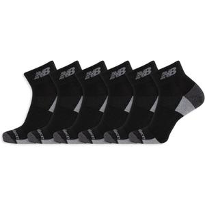 New Balance Men's and Women's Performance Recycled Ankle Socks - 6 Pairs - Moisture Wicking & Durable Reinforcement (X-Large, Black)