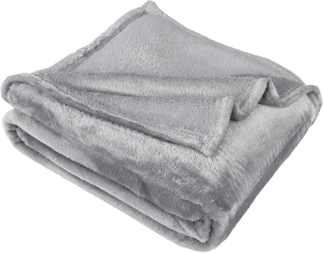 Superior Fleece Blanket, Plush, Fluffy, Soft, Decorative Blankets for Bedroom, Sofa, Fuzzy Bedding, Cute Woven Room Decor, Beautiful Cover, Comfort Essentials, Solid, Throw, Grey