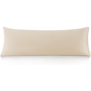 Leeden 100% Cotton Body Pillow Cover, 800 Thread Count 21x54 Soft Breathable Long Body Pillow Pillowcase for Adults Pregnant Women, Envelope Closure, Beige