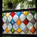 Stained Glass Window Film Home Decorative Privacy Window Film 39.317.7 Inches for Glass Door Home and Office Bedrooms PVC Static Cling Sticker